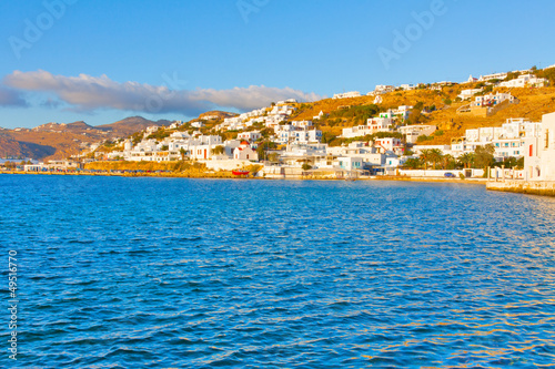 Plakat na papierze fotorealistycznym Grecja mykonos, stary widok na port
