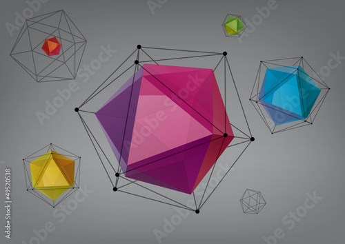 Naklejka samoprzylepna Skład geometryczny z dwudziestościanów do projektowania graficznego