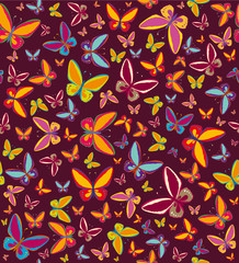 Wall Mural - Vector seamless background with butterfly