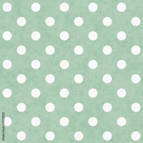 Plakat na papierze fotorealistycznym Zielone i białe tło tkanina polka dot