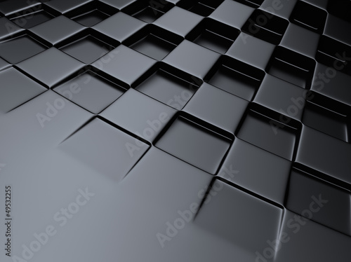 Fototapeta na wymiar Trójwymiarowa czarna szachownica 3d