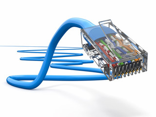 Computer network cable rj45. 3d