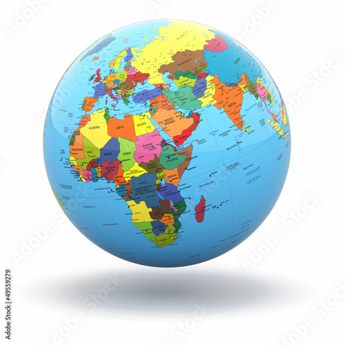 Naklejka na meble Political world globe on white background. 3d