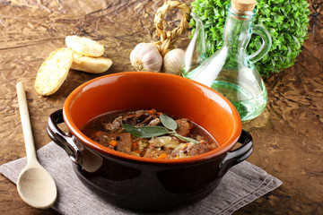 Wall Mural - Boiled meat with vegetables