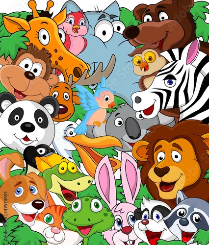 Obraz w ramie Animal cartoon background