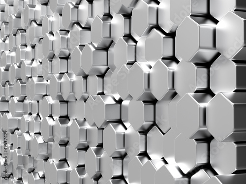 Naklejka ścienna Shiny hexagon metal bars background