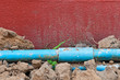 © suradech - old blue pipe of the water work system