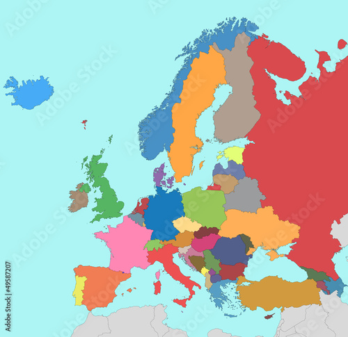 Naklejka dekoracyjna Colorful map of Europe