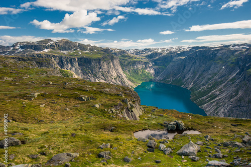 Board z aluminiowym obramowaniem Widok na jezioro ringedalsvatnet, norwegia