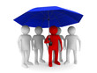 man with blue umbrella on white background. Isolated 3D image