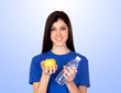 © Gelpi - Teenager girl with a yellow apple and water