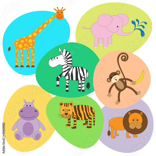 Naklejka dekoracyjna Vector set of cute animals