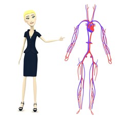 Sticker - 3d render of cartoon character with circulatory system