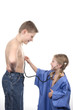 playing doctor with stethoscope
