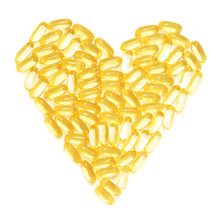 Cod Liver Fish Oil Supplements In A Healthy Heart Shape