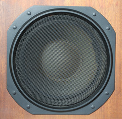 Subwoofer Loud speaker system with grill and wooden finish