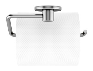 Wall Mural - top view of toilet paper on holder isolated on white background