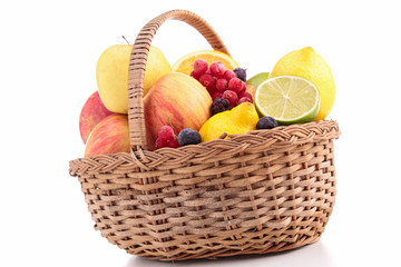 Wall Mural - wicker basket with fruits