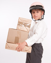 Boy playing courier