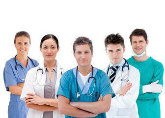 Wall Mural - Group of hospital workers standing in line