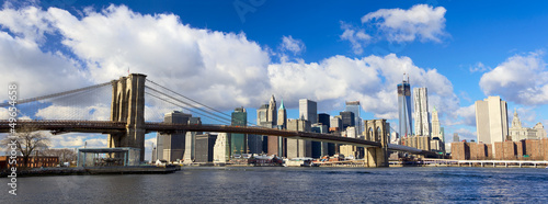 Obraz w ramie Brooklyn Bridge and Manhattan panorama, New York City