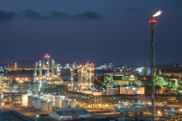 Night scene of chemical plant