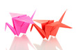 Origami cranes isolated on white