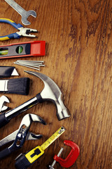 Poster - Work tools on wood