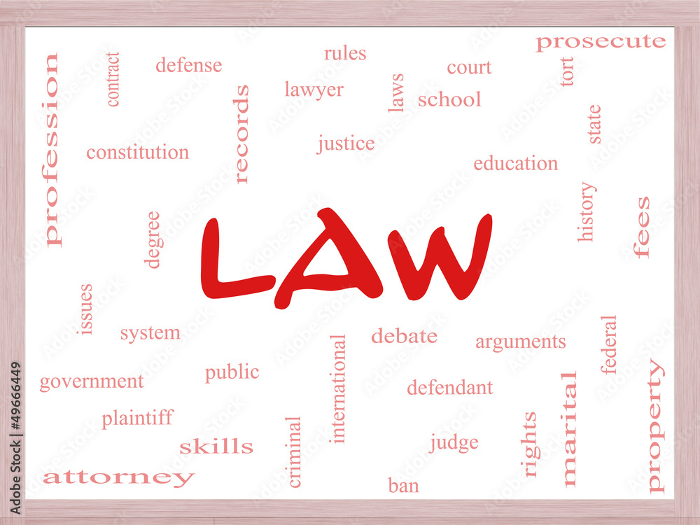 Law Word Cloud Concept on a Dry Erase Board Stock Photo | Adobe Stock