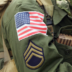 flag patch on the american battledress from second world war.