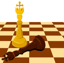 Black White Chess King On Board Isolated