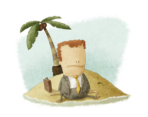 businessman castaway on island