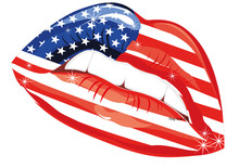 Flags Of The USA In Sensuality Lips