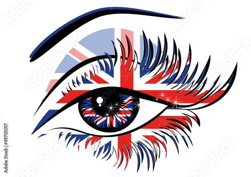 Obraz w ramie Flags of the Great Britain in beautiful female eye