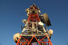 Communication Tower With Many Different Antennas