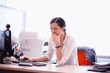 © Anton Petukhov - girl works at the computer manager