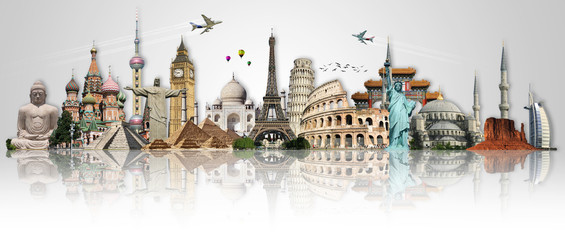 Wall Mural - Travel the world monuments concept