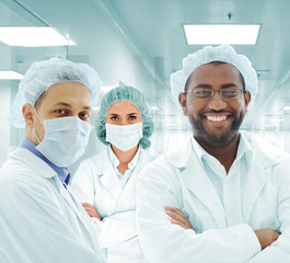 Wall Mural - Scientists arabic team at modern hospital lab, group of doctors