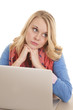 © Poulsons Photography - woman scarf laptop serious