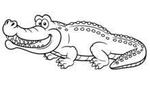 Illustration Of Cartoon Crocodile - Coloring Book