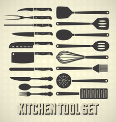 Vector Set: Kitchen Utensils in Vintage Style