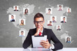© Viorel Sima - smiling business man with tablet pad networking