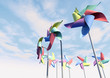 Colorful Pinwheels On Blue Sky Perspective