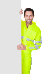 Wall Mural - Happy worker wearing safety jacket