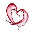 Red wine heart over white background