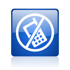 Aufkleber - no phones blue square glossy web icon on white background