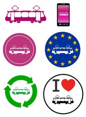 Aufkleber - Tramway dans différents supports	
