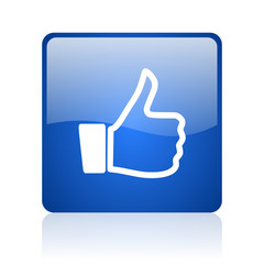 Poster - thumb up blue square glossy web icon on white background