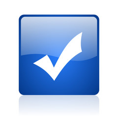 Poster - accept blue square glossy web icon on white background