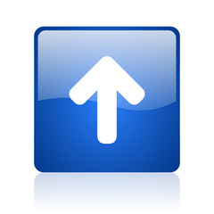 Poster - arrow up blue square glossy web icon on white background